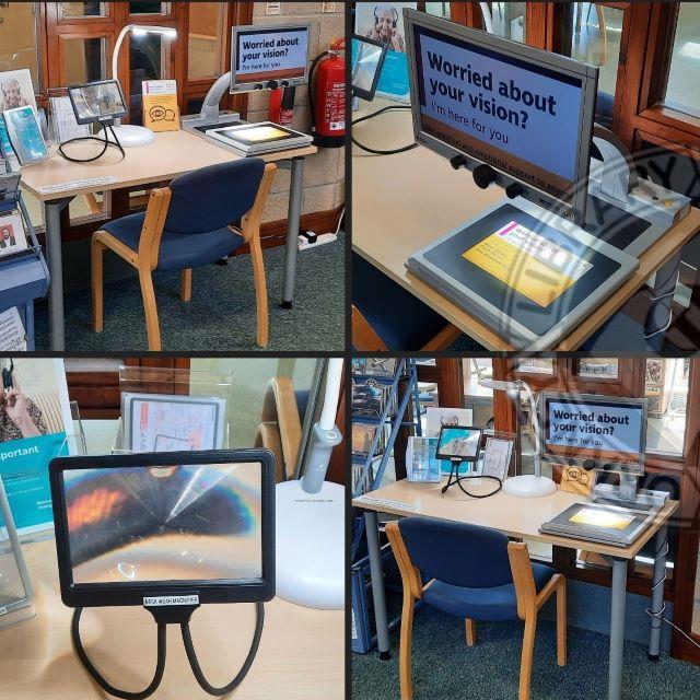 A range of reading magnifiers at Orkney Library