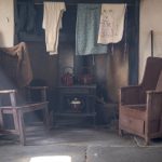 A photograph of the interior of an old house