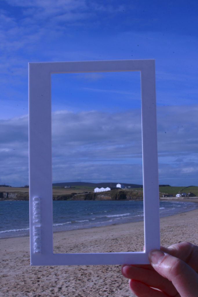 A plastic frame for looking at views